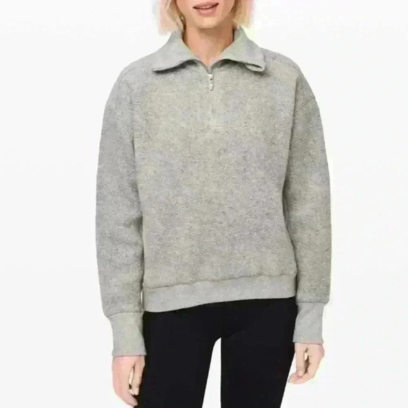 Jackets & Blazers - Lululemon  Stand Out Sherpa 1/2 Zip
Heathered Silver Spoon / Heathered Core